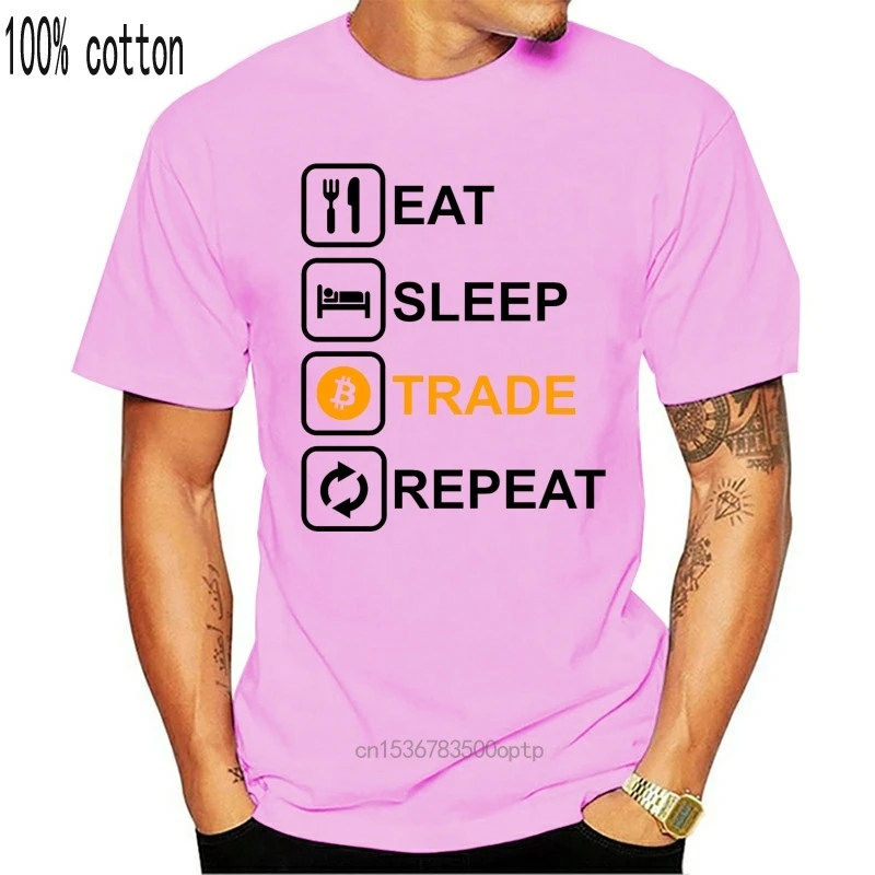 Биткойн Eat Sleep футболка Шахтер Ethereum Litecoin криптовалюта блокнот BC забавные мужские