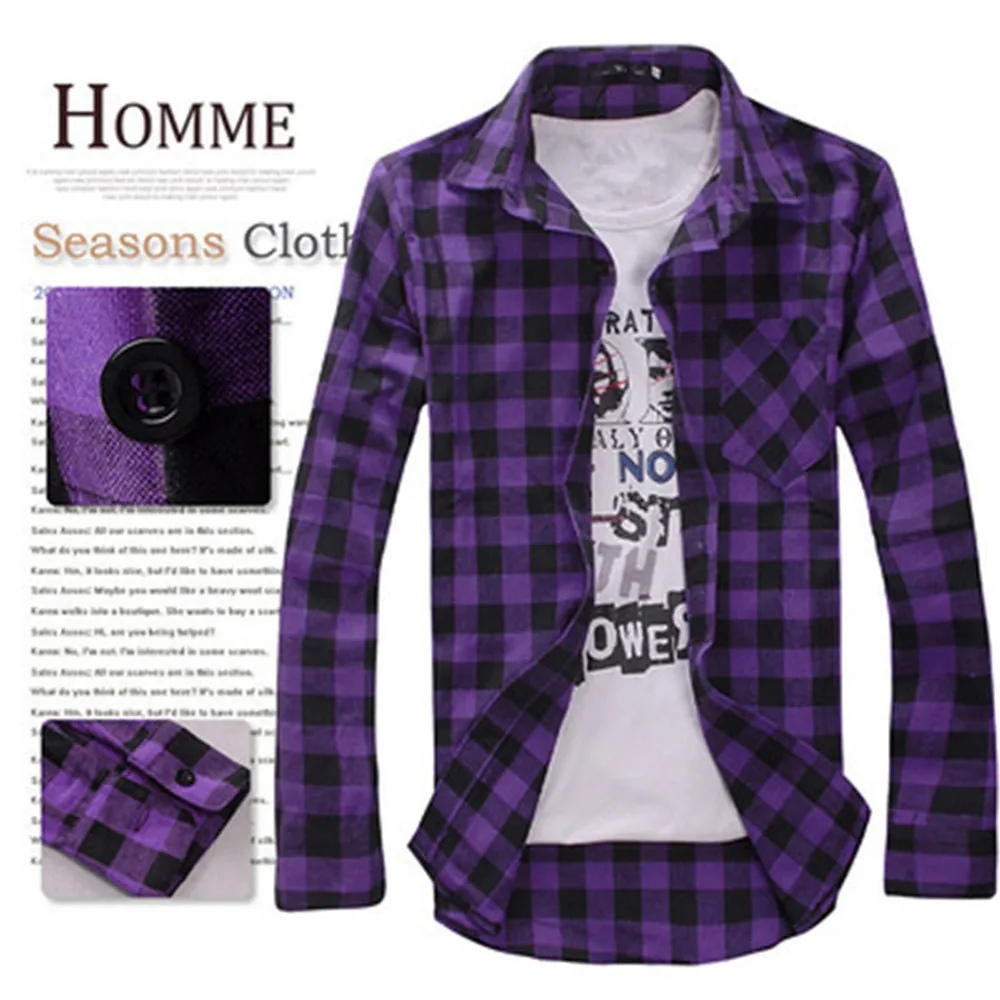 Men Plaid Shirt Camisas Social Autumn Men's Fashion Long-sleeved Male Button Down Casual Check | Мужская одежда