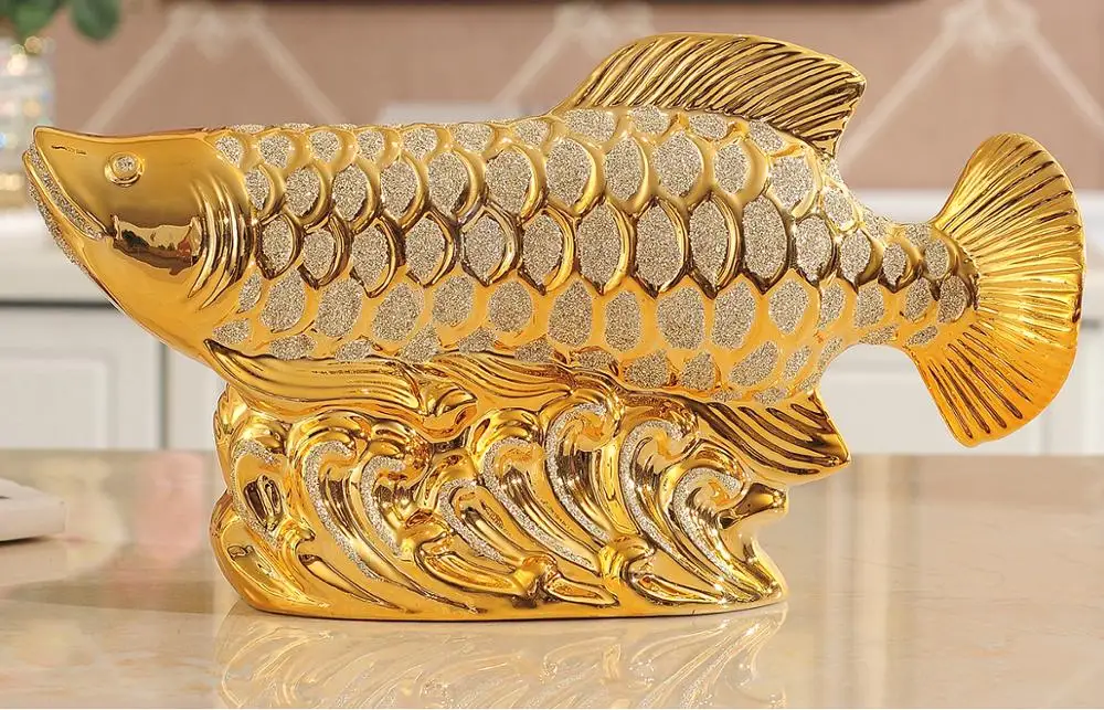 2020 TOP COOL HOME OFFICE COMPANY SHOP TALISMAN MONEY DRAWING FORTUNE AROWANA GOLDEN FISH FENG SHUI GOOD LUCK DECORATIVE STATUE | Дом и сад