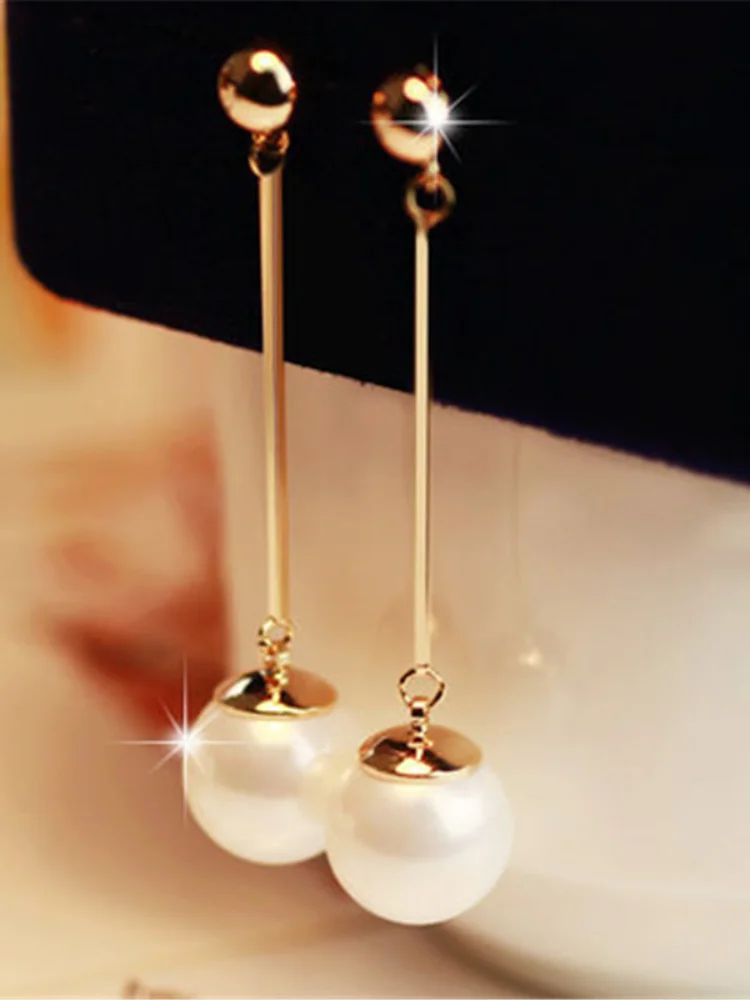 

Long Tassel Simulated Pearl Drop Earrings for Women Gift Korean Jewelry OL Gold Color Pendientes Boucle Fall Earrings 2021
