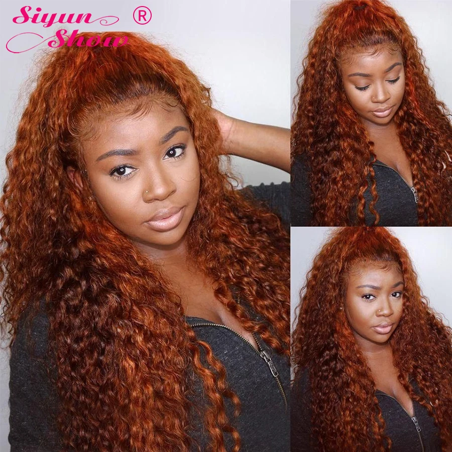 Передний парик Siyun Show Ginger Lace Бразильские глубокие волны HD прозрачные передние