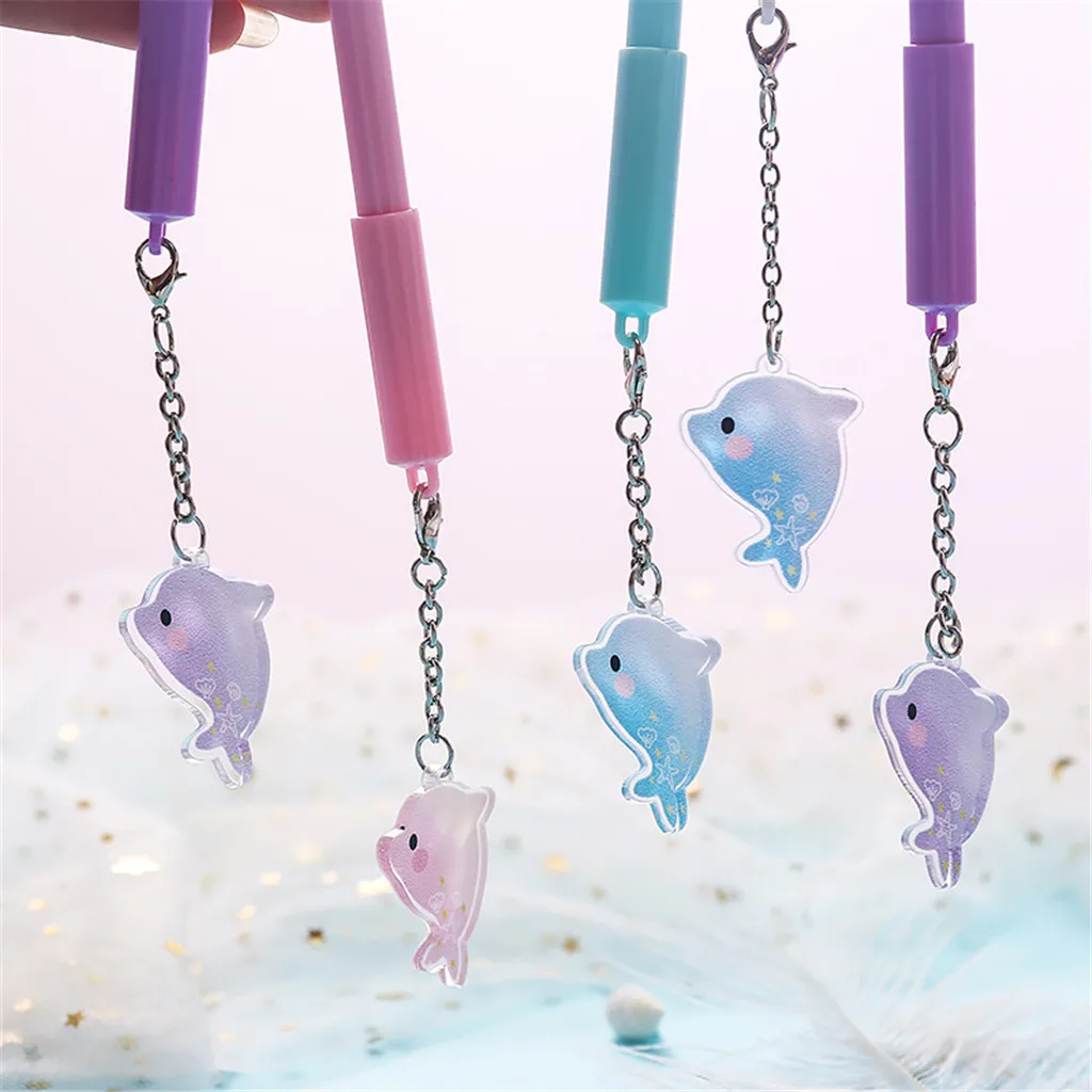 Kawaii милые 0,5 мм черные чернила мультипликационная гелевая ручка ручки для письма шариковая подвеска Дельфин канцелярские товары для студентов милые школьные принадлежности