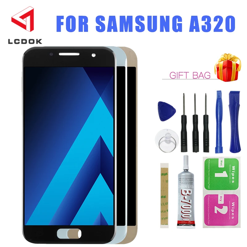 Регулируемый ЖК дисплей A320 для Samsung Galaxy A3 2017 A320F A320Y A320M дигитайзер сенсорного