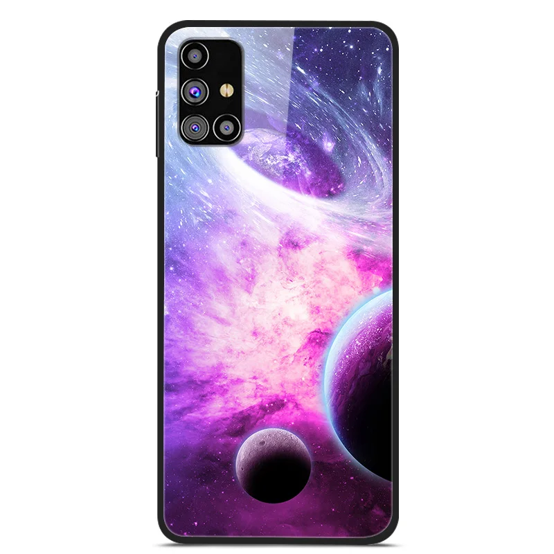 Окрашенный жесткий чехол из закаленного стекла для Samsung M31s M51 M 31s Роскошный Galaxy