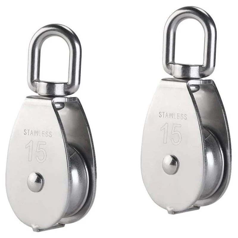 

6 Pcs M15 Single Pulley Block Hanging Wire Towing Wheel Swivel Lifting Wire Rope Cable Pulley Roller