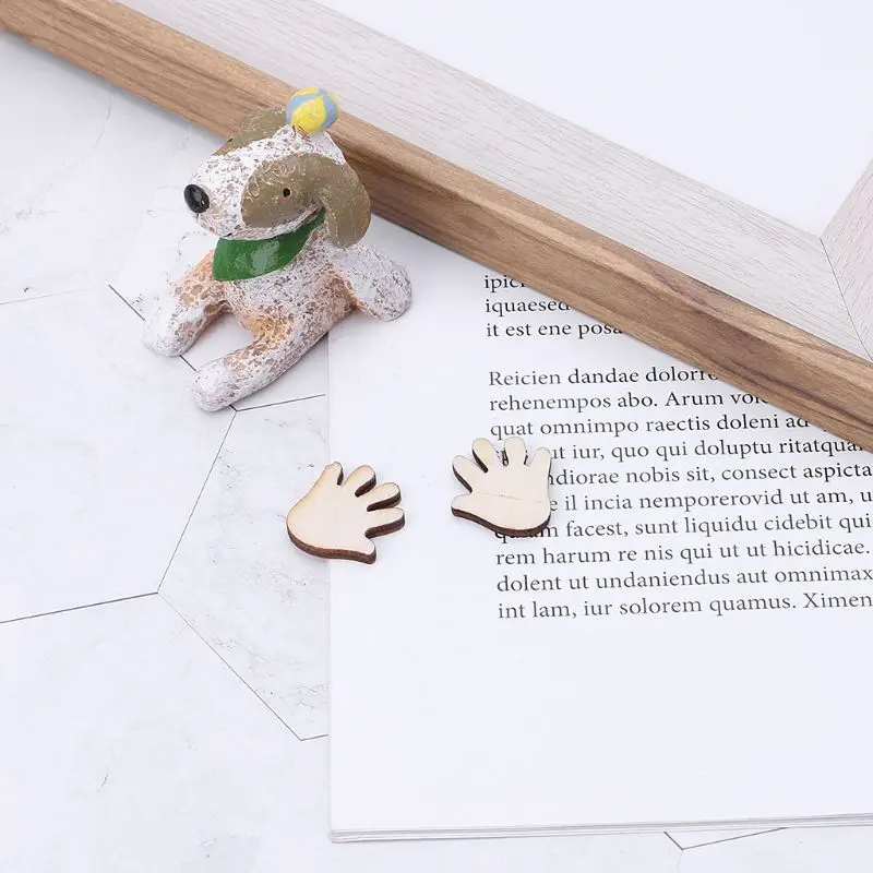

P15D 100pcs Cut Wood Hand Embellishment Wooden Shape Craft Wedding Decor