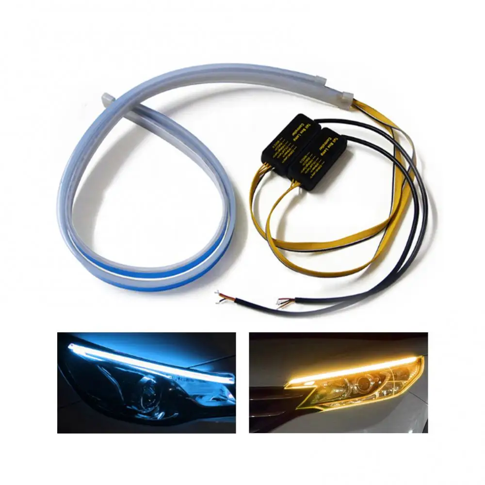 

2Pcs 60cm Led Turn Signal Light Strips Ultra-thin Silicone Car Decoration Daytime Running Light Waterproof Lights Strip 12V