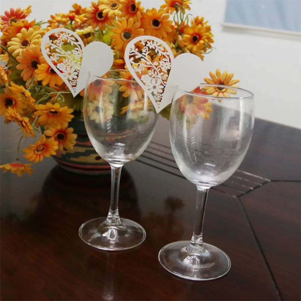 50 шт. Любовь Сердце Лазерная резка свадьба Вечеринка Стол Вино еды Имя гостей