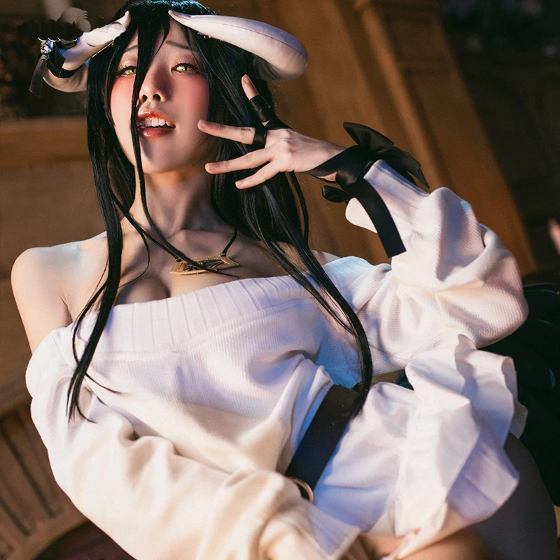Женский костюм для косплея белый свитер женский сексуальный парик Хэллоуина
