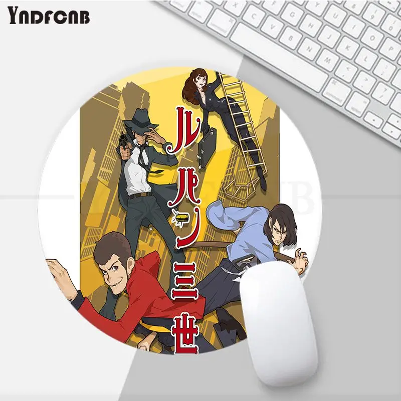 

YNDFCNB New Arrivals Lupin III Rupan Sansei Beautiful Anime round Mouse Mat Anti-Slip Laptop PC Mice Pad Mat gaming Mousepad