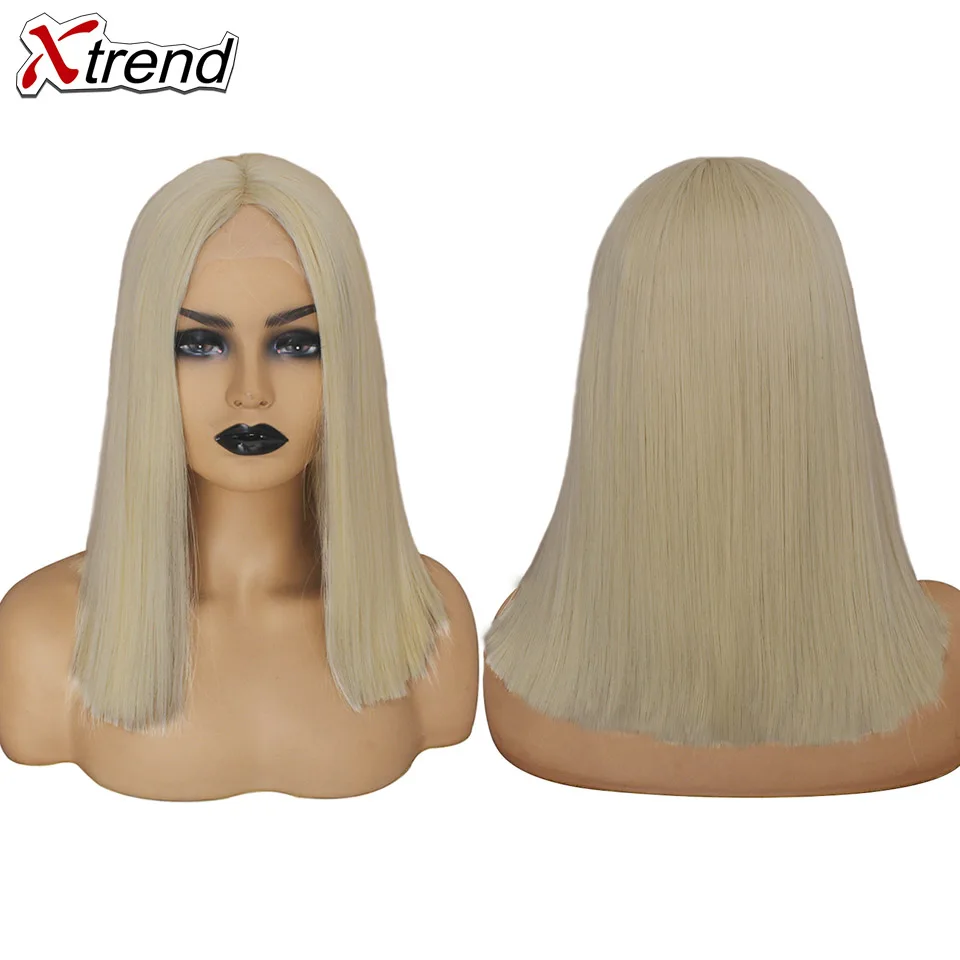 Xtrend синтетический парик на кружеве короткий Боб блонд Розовый Фиолетовый Белый 613 Омбре серый имбирь Лолита косплей парики для черных женщин