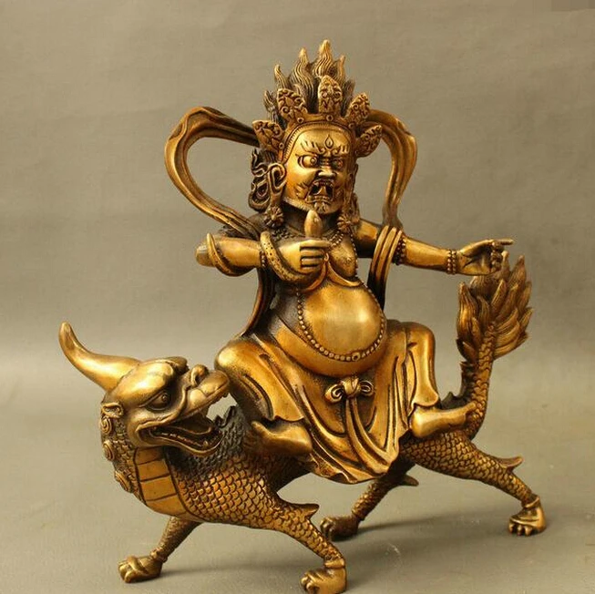 907 + 8 &quotтибетская бронзовая позолота Бог белая мантра Будда езда статуя дракона |