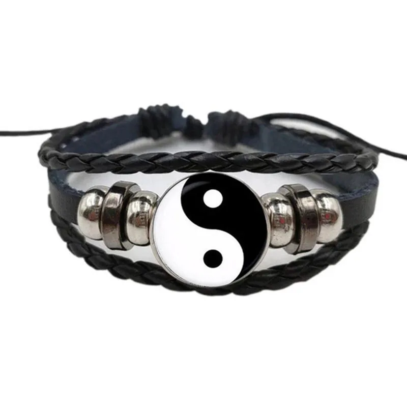 

Popular Personality Black And White Yin And Yang Keychain Dog Paw Baby Handprint Bracelet Men And Women Fashion Multi-Layer