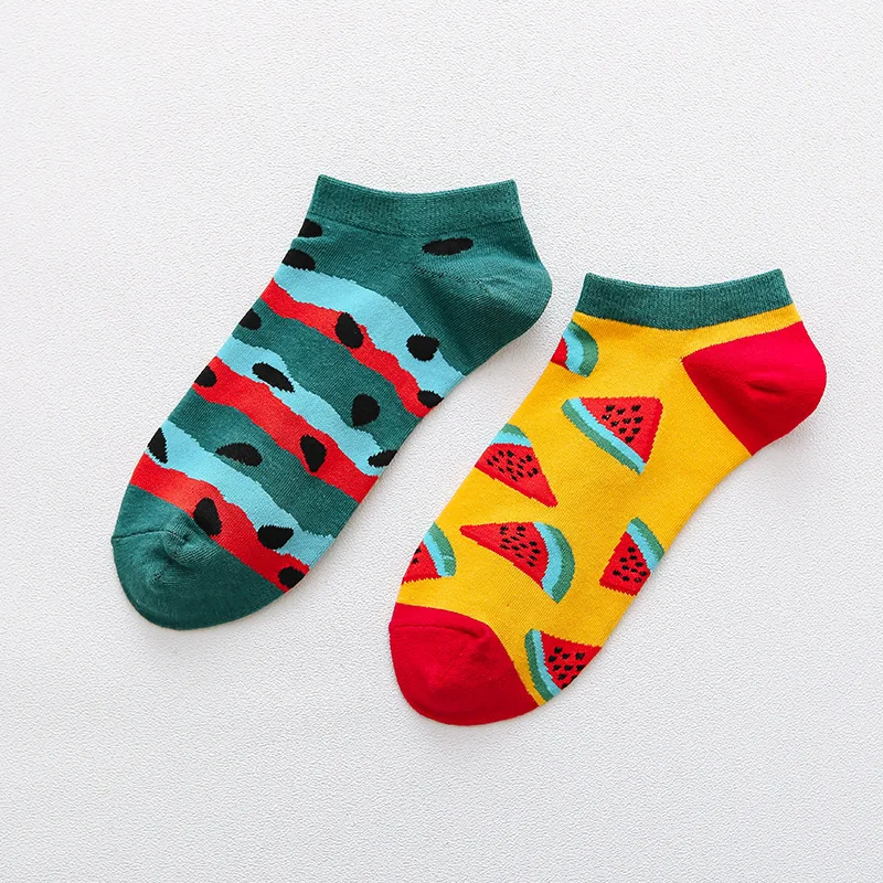 12Pair Fashion Cotton sock Crew Fruit Lemon Animal Pattern socks creative series women's socks christmas funny socks