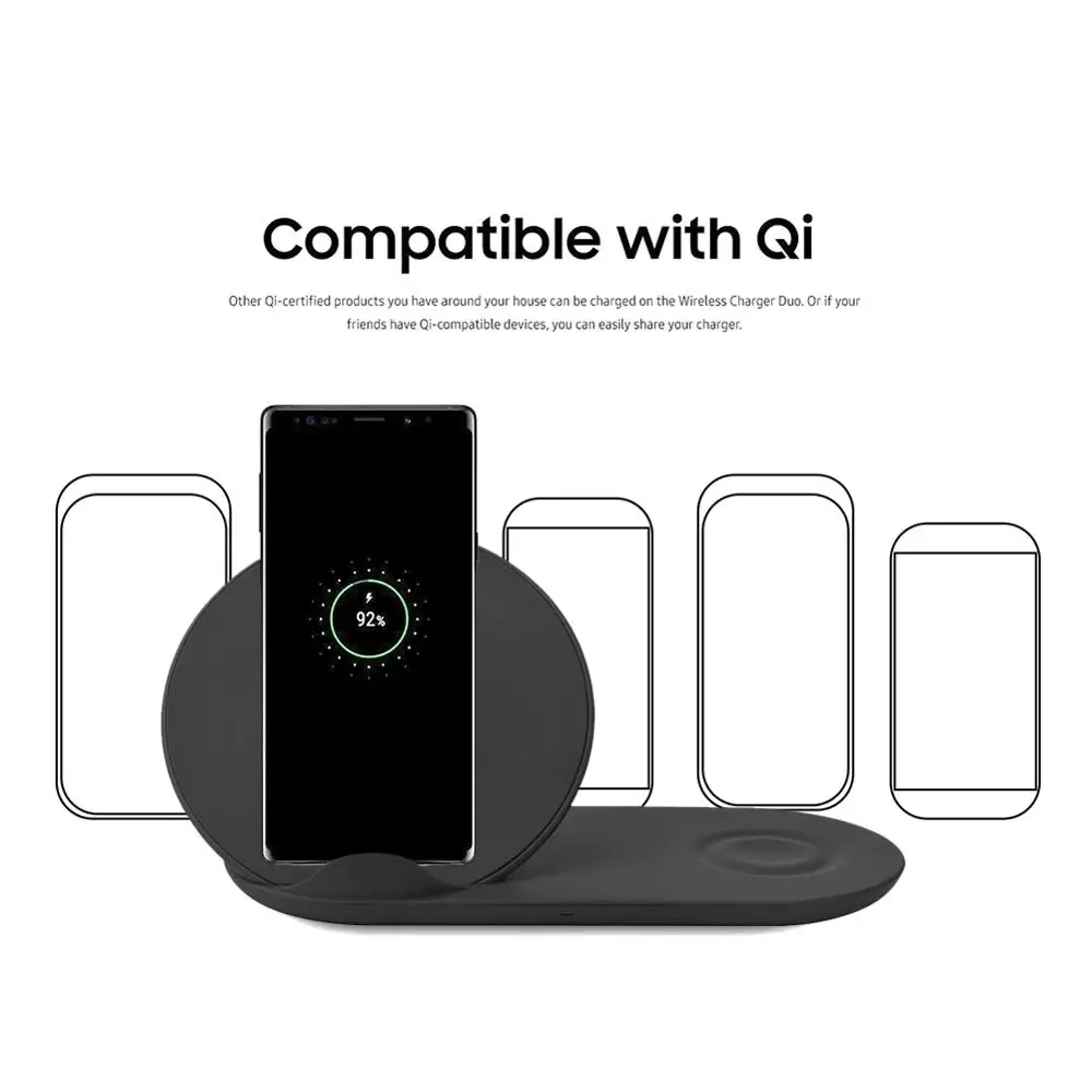 Беспроводное зарядное устройство Duo Dock двойное с функцией быстрой зарядки для