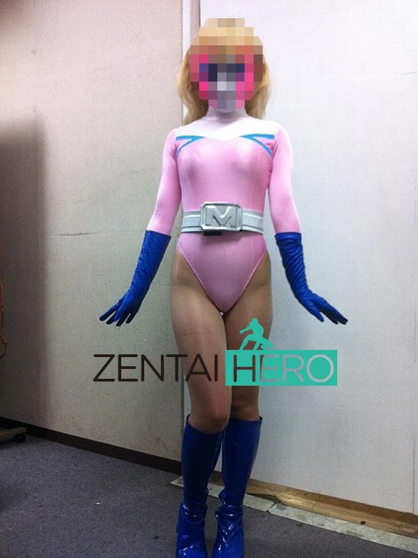 

No Helmet! Heroine Pink Lycra Cosplay Costume Sexy Lady Hero Zentai Leotard Spandex Woman Cosplay Bodysuits