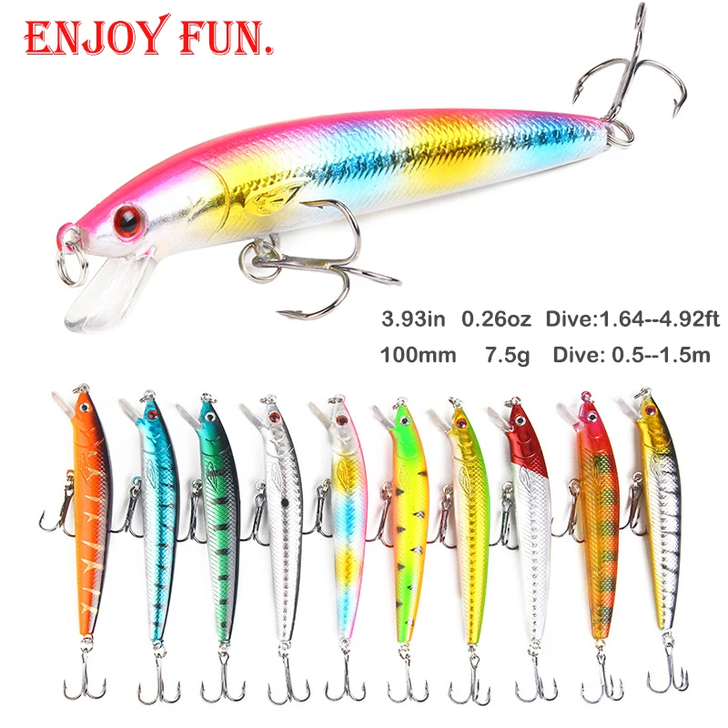 

1PCS Minnow Fishing Lure 100mm 7.5g Pesca Hooks Fish Wobbler Tackle Crankbait Artificial Japan Hard Swimbait Hot Model Bait