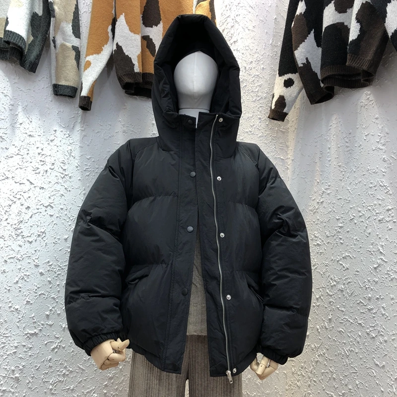 2022 New Winter Women's Jacket Coat Streetwear Padded Warm Femme Black Puffer Parkas Matte Hooded Korean Style Woman Clothing