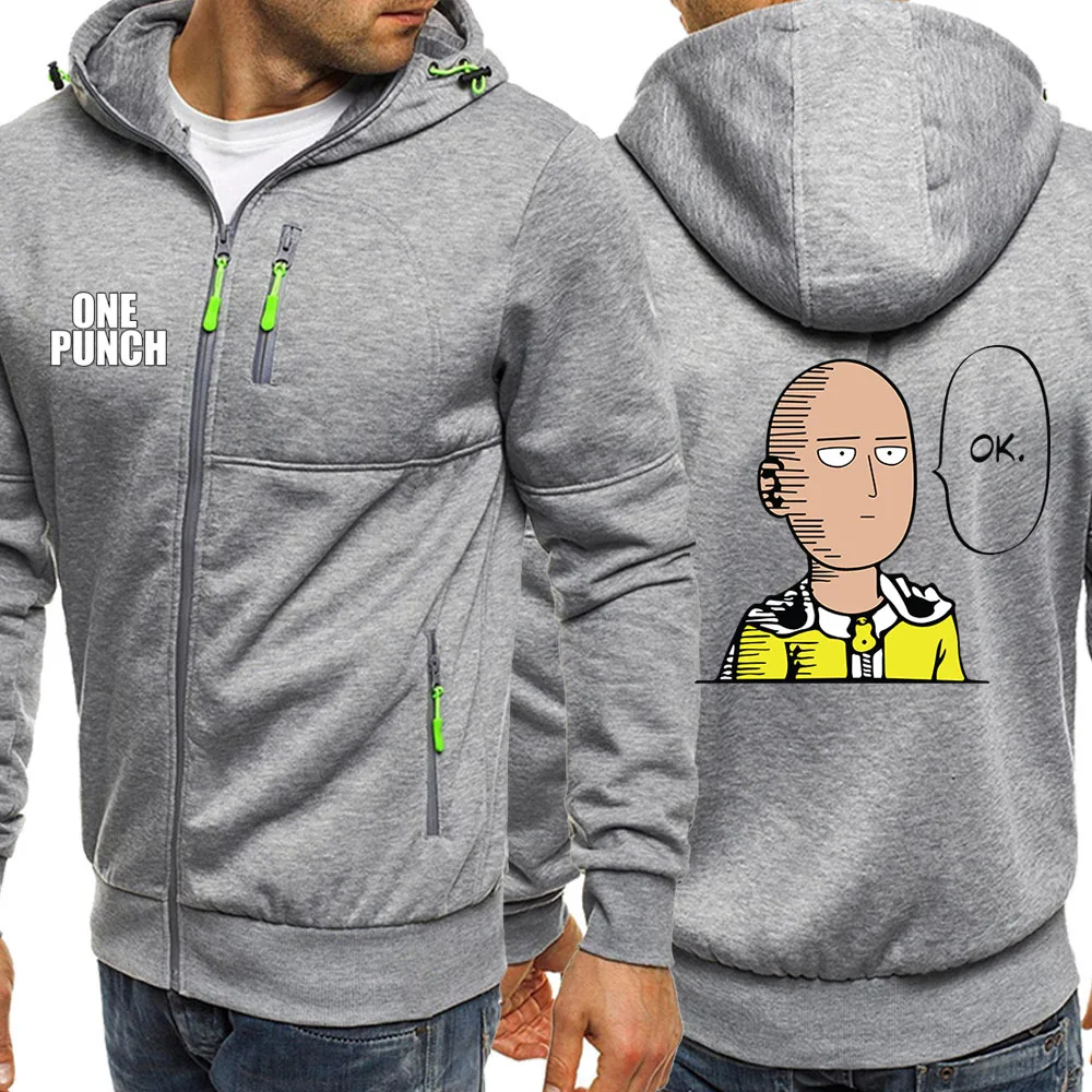 

ONE PUNCH Printed Hoodies Men Anime Fashion Streetwear Zip Sweatshirt Male 2019 Autumn Winter Fleece Sportswear Harajuku Hoodie