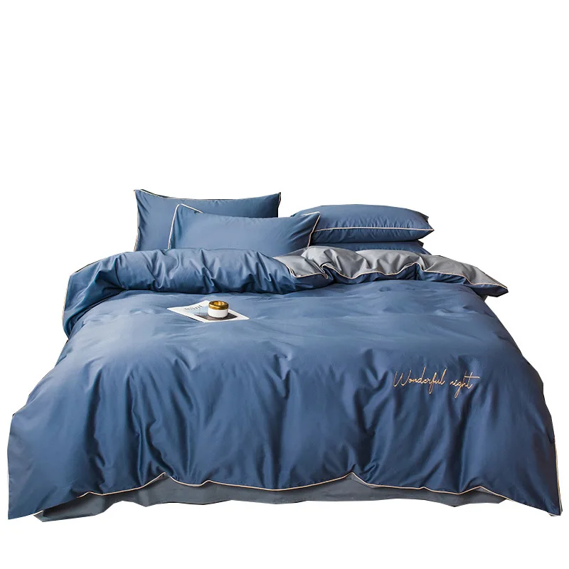 Роскошные постельные принадлежности хлопок сатин 60S домашний текстиль синий