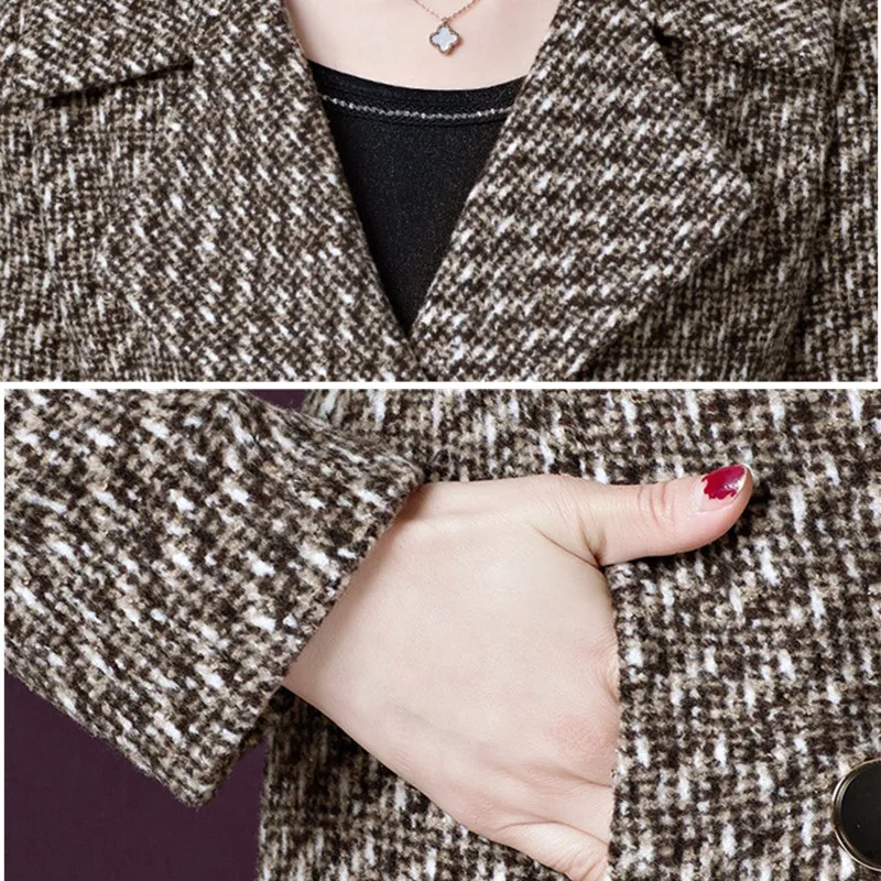 

Plus size autumn winter woolen coat female X-Long jacket Korean temperament women belt outerwear double breasted wool coat 3177