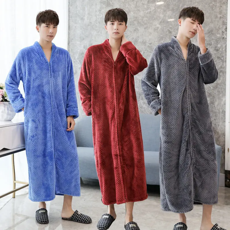 Pajamas Nightgown Robe Winter Thickened Long Section Bathrobe Large Size Loose Nightgown Female Winter Loungewear Pajamas Female