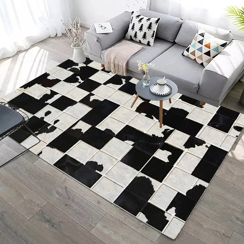 

Modern Nordic Style Luxury Black and White Geometry Floor Mat Door Mat Carpet Anti-slip Mat Hall Bedroom Home Decoration