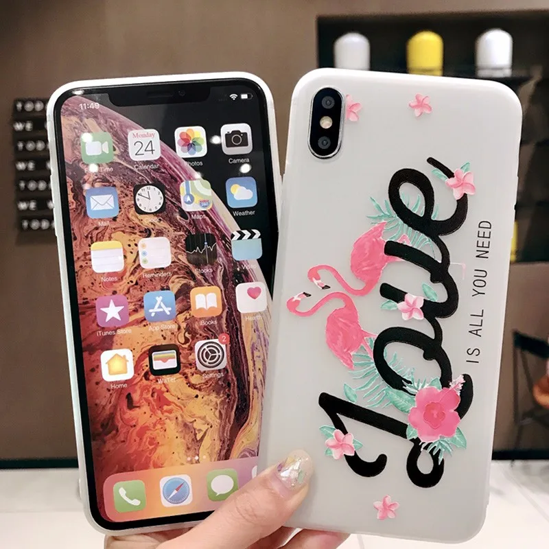Ins фламинго для iphone 11 Pro Чехол Max 2019 чехол телефона Матовый силикон XR 6 7 8 Plus |