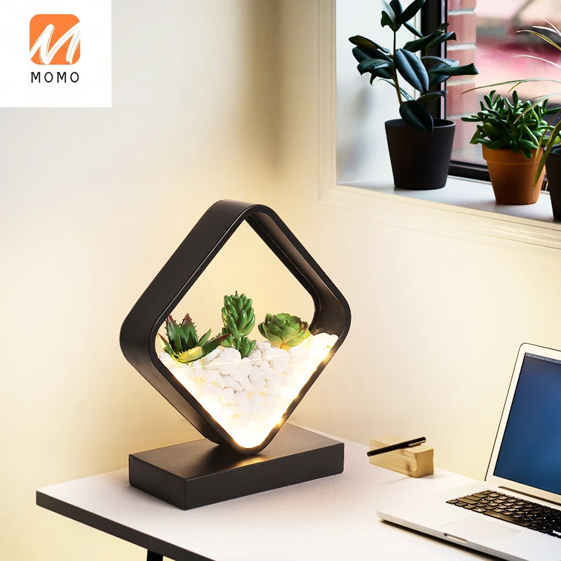 

Table Lamp Creative Bedroom Bedside Table Simple Modern Warm Romantic Fashion 2020 Home Succulent Plant Decorative Lamp