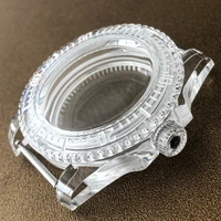 watch accessories 40mm plastic transparent watch case counterclockwise unidirectional rotating for assembling nh35nh36 movement
