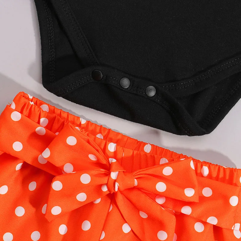 

3Pcs Toddler Baby's Clothes Outfit Letters Ruffled Long Sleeve Romper Dots Elastic Waist Pants Headband For Baby Girls 0-18M