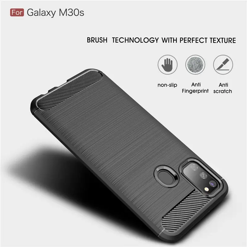 Чехол из углеродного волокна для Samsung M30S M30 M20 M10 Защитный Мягкий силиконовый чехол