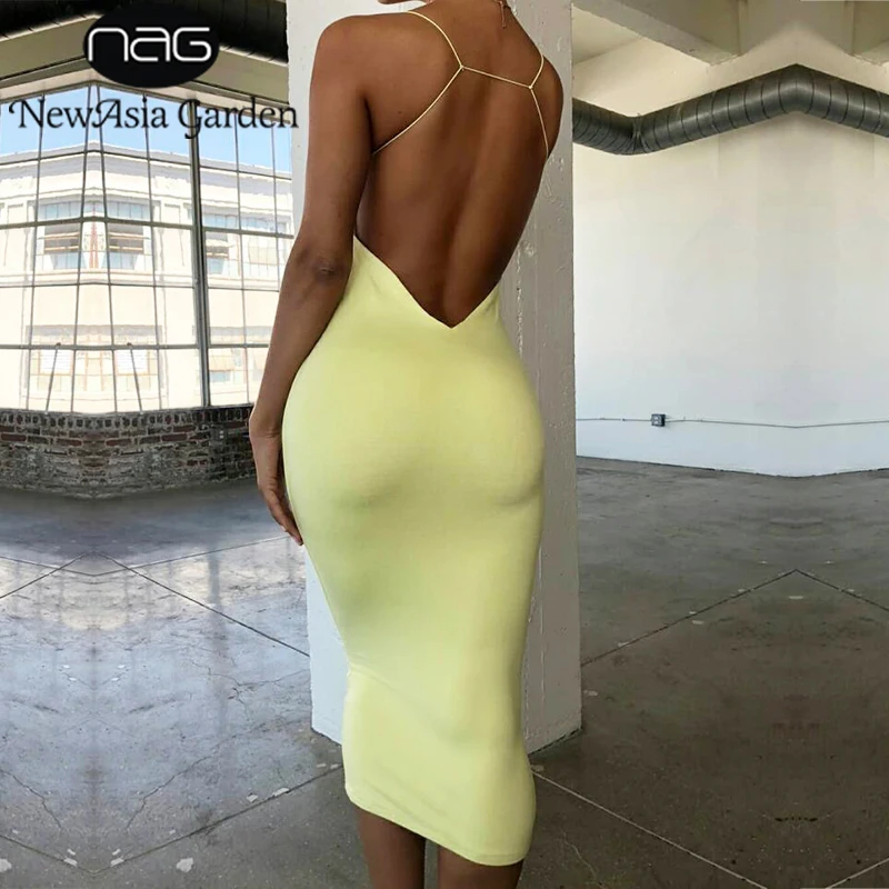 NewAsia Garden White Bodycon Dress for Women - 2 Layers, Long Summer Midi Party Dress, Backless and Sexy - Casual Club Vestidos image 2
