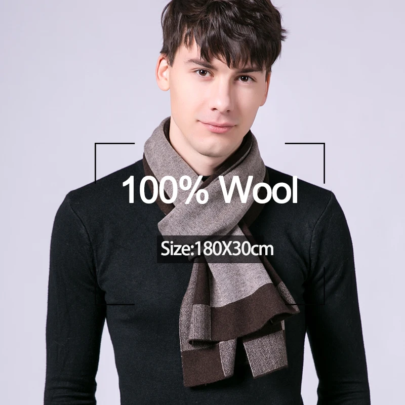 100% натуральный шерстяной шарф для мужчин зимний плед теплый Echarpe обертывания