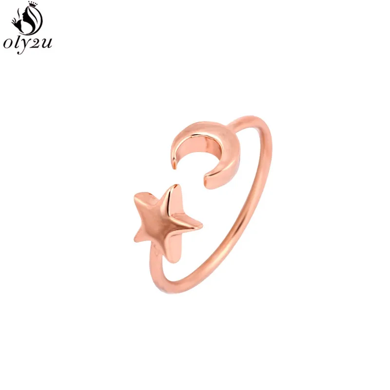 Oly2u корейские Изящные Открытые Кольца со звездой и Луной для женщин
