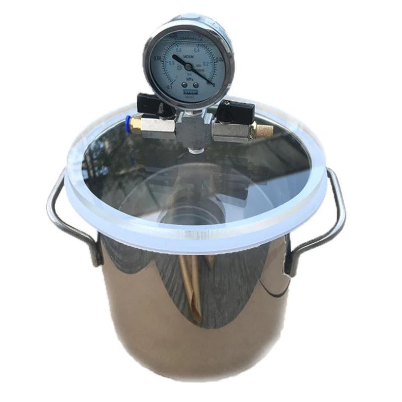 

25CM diameter Vacuum Defoaming Tank Barrel Stainless Steel Vacuum Chamber Crystal Glue Maker For Glue Epoxy Resin Silica Gel 10L