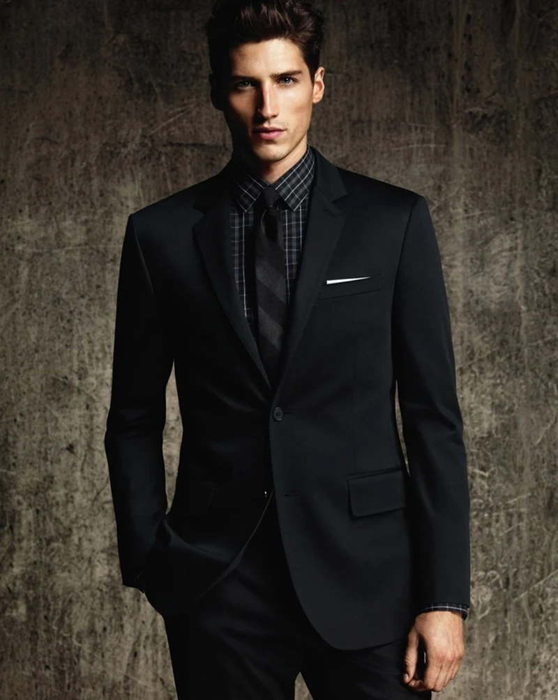 Men's black formal high-quality suit custom 2 piece set of men's slim groom tuxedo