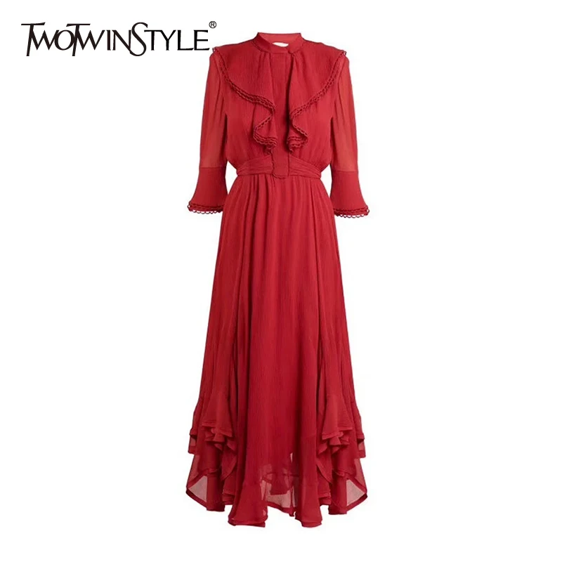 Женское шифоновое платье-миди TWOTWINSTYLE летнее платье с рукавом три четверти и