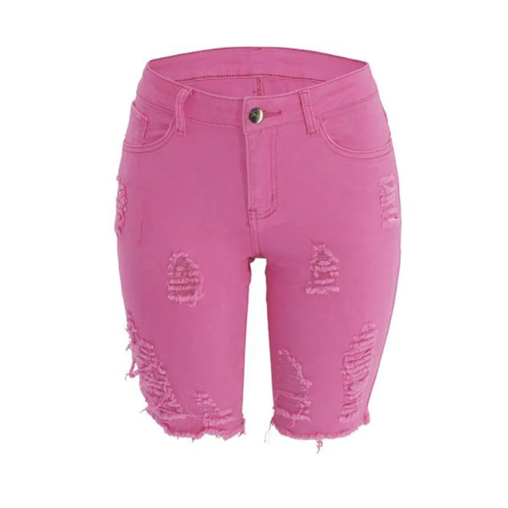 Фото - Шорты женские джинсовые рваные с кисточками, модные повседневные розовые бермуды из денима с завышенной талией, размера плюс 1° genito джинсовые бермуды