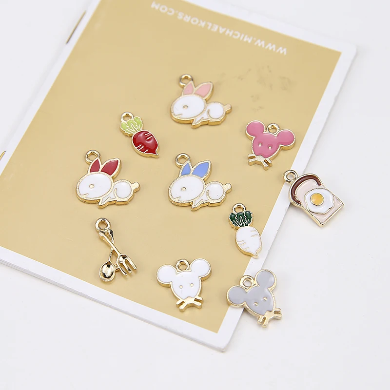 Симпатичные Мультяшные животные кролик/Крыса/морковка из сплава подвески в