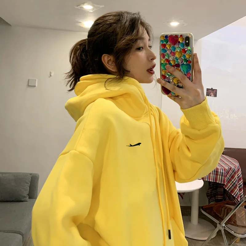 

Composite Hooded Sweater Women's Loose Korean Style Thickened