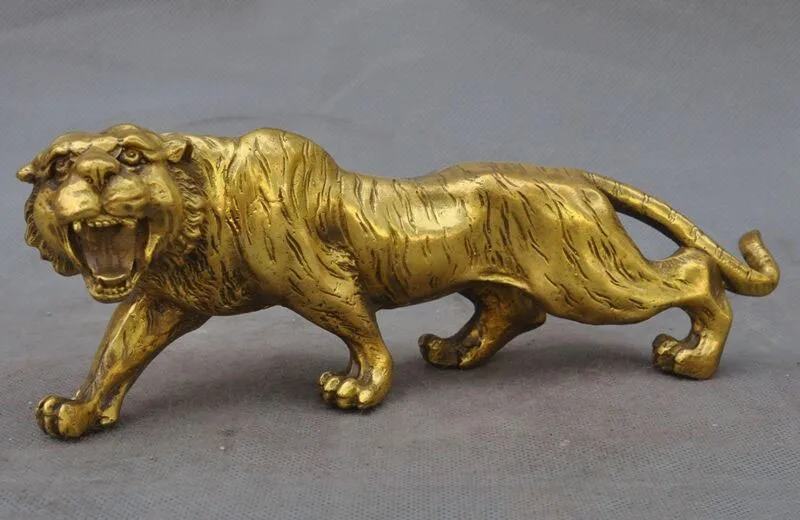 

wedding decoration 10"Chinese Fengshui Brass Wealth Animal Ferocious Zodiac Year Tiger beast Statue