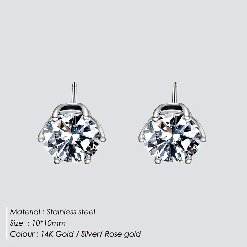 Серьги-гвоздики eManco 316L из нержавеющей стали, классические CZ серьги-гвоздики для женщин, минималистичные Роскошные серьги-гвоздики, модные ювелирные изделия - Metal Color: YE15759