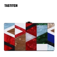 fashion colorful acrylic bags mosaic pattern women chains shoulder bags evening clutches personalized party prom handbags purses