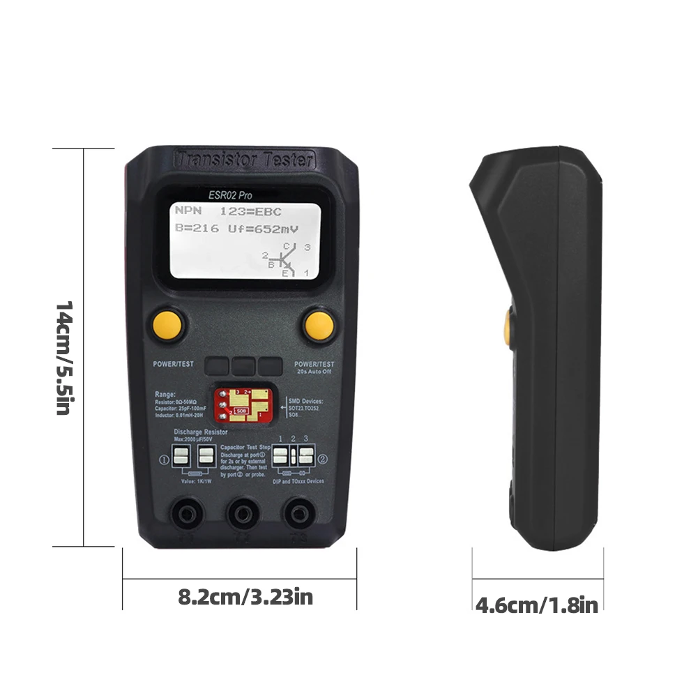 

ESR02PRO Digital Transistor Tester Capacitance Inductance Resistance LCR Meter Multimeter SMD Components ESR Measurement