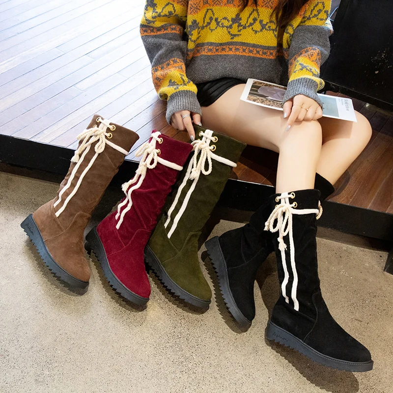 

Fashion boots female 2019 autumn new British wind wild flat bottom plus velvet tube single boots