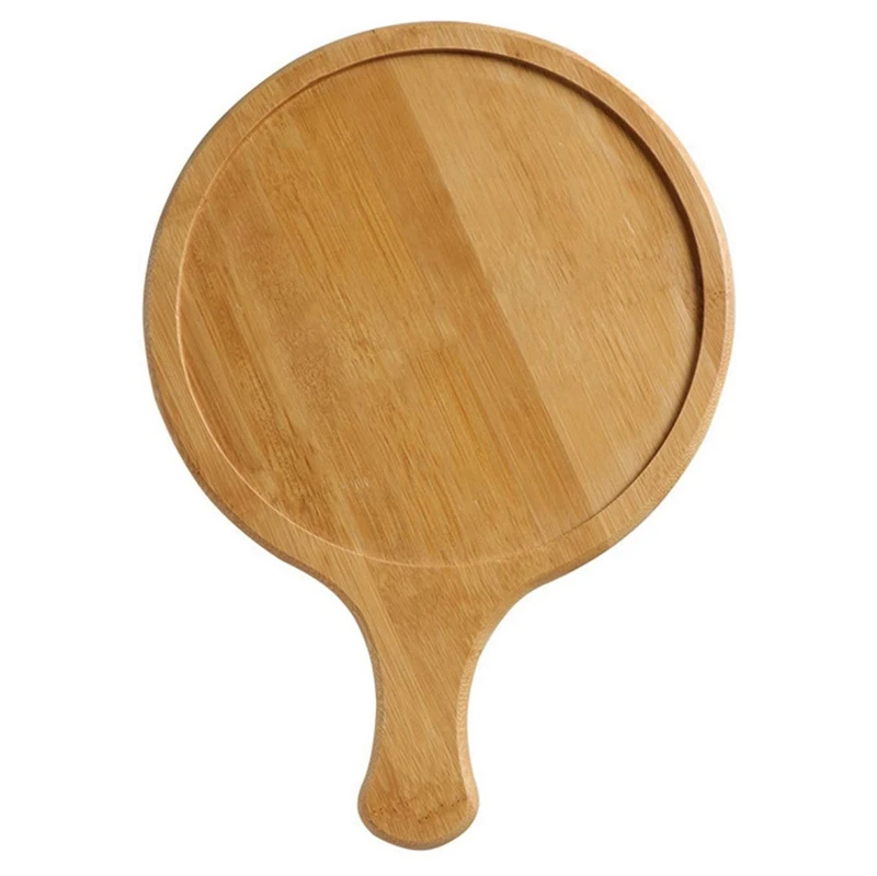 

1x 14 Inch Bamboo Pizza Serving Tray Round Pizza Cutting Board with Handle & 1x Roll Paper Storage Rack Paper Towel Rack