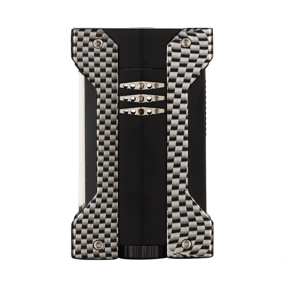 GALINER Зажигалка для сигар зажигалка бутан 1 зажигалки для COHIBA Cigar& Sharp Cutter углеродное волокно Cigar Cutter зажигалка аксессуары - Цвет: Серебристый