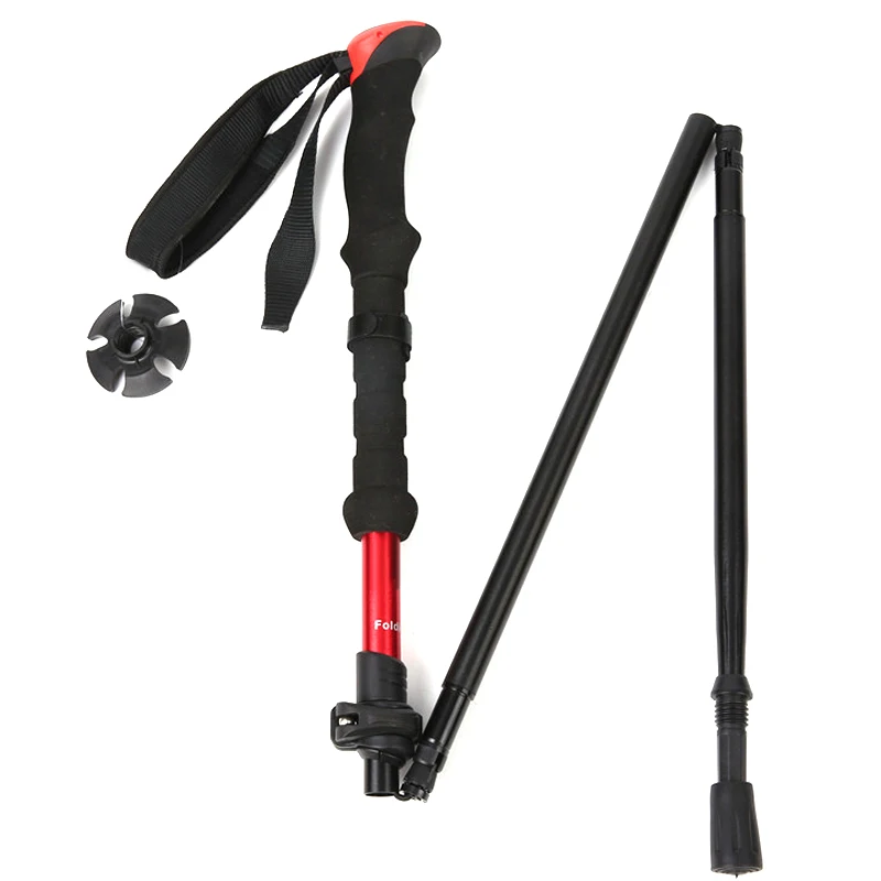 

Walking Sticks High-Strength 4-Section Telescopic Folding Short Trekking Pole EVA Outdoor Handle ALS88