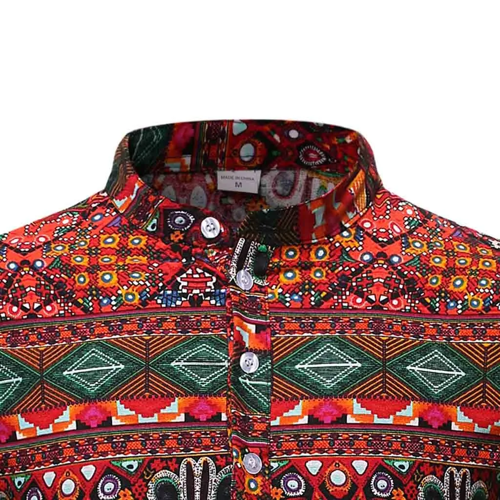 Мужская рубашка SAGACE 2020 в этническом стиле с длинным рукавом повседневная